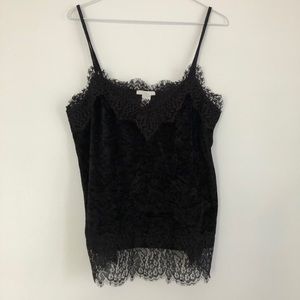 H&M velvet tank with eyelash lace detail